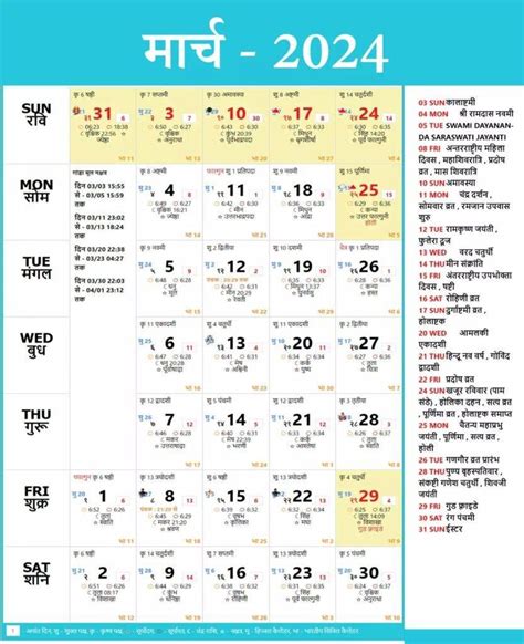 2023 ka march ka chart|Hindu Panchang 2024 .